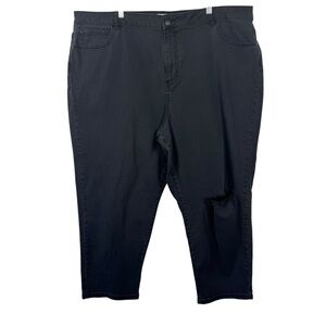 ELOQUII Washed Black‎ Straight Jeans Stretch Distressed Busted Knee Plus Size 24